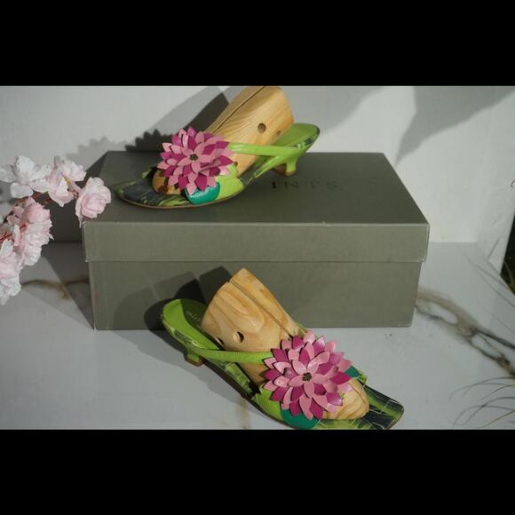 Michael Simon Floral pumps shoes Kitten heel - Picture 4 of 5